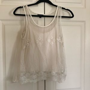 American Eagle White Lace Tank Top